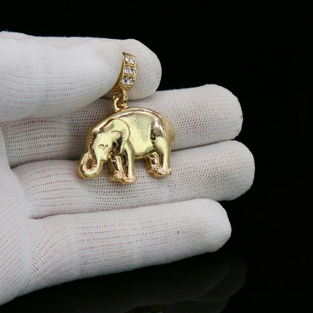 14k Gold Elephant 24" Franco Chain + Pendant